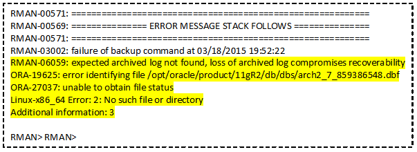 Ora-19571 Archived-log Recid Stamp Not Found In Control File